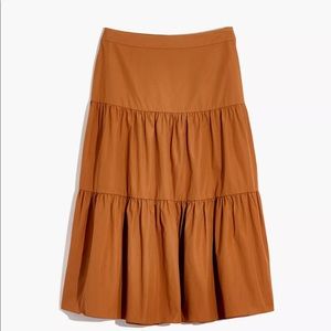 NWT Madewell Tiered Poplin Midi Skirt